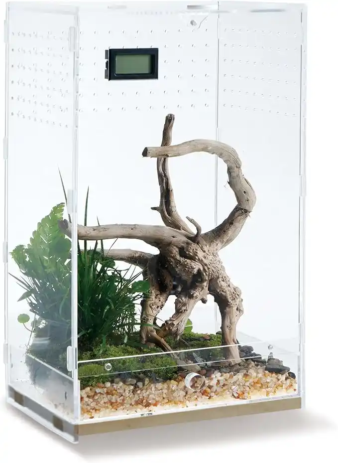Terrario acrílico Grande transparente para hábitat de reptiles con pestillo