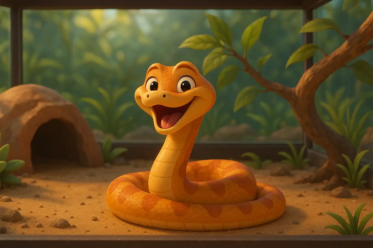 Terrario Grande con Serpiente