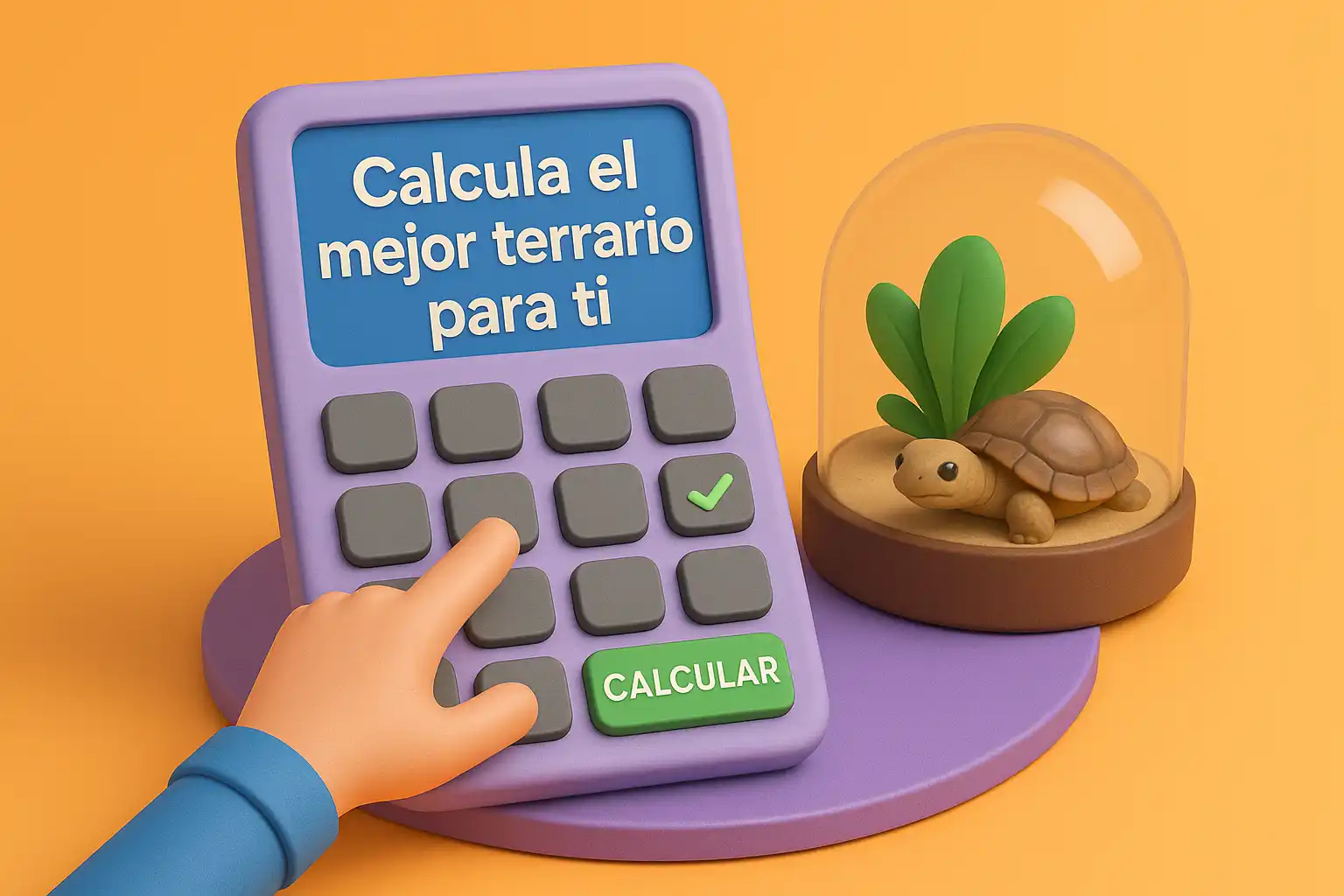 Calculadora de terrarios con tortuga en terrario