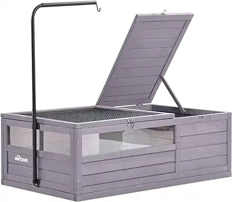 Terrario para tortugas de Tierra: Aivituvin Casa de Madera con Doble Zona y Base Resistente