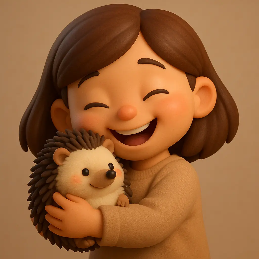 Niña feliz abrazando a su mamífero mascota