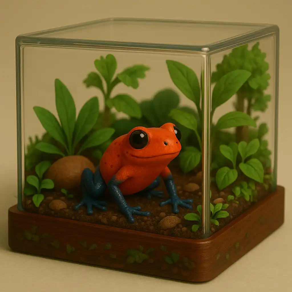 Mini terrario con ejemplar de reptil
