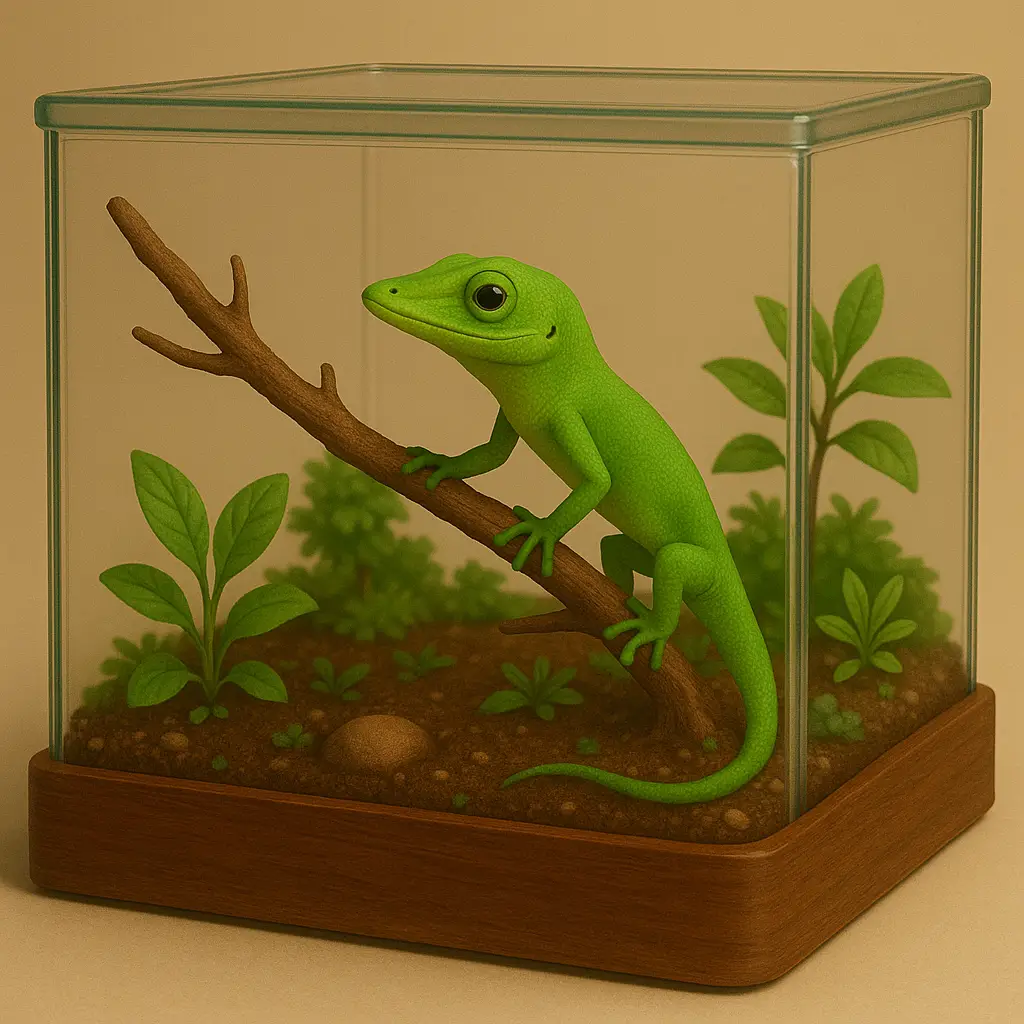 Terrario pequeño con reptil