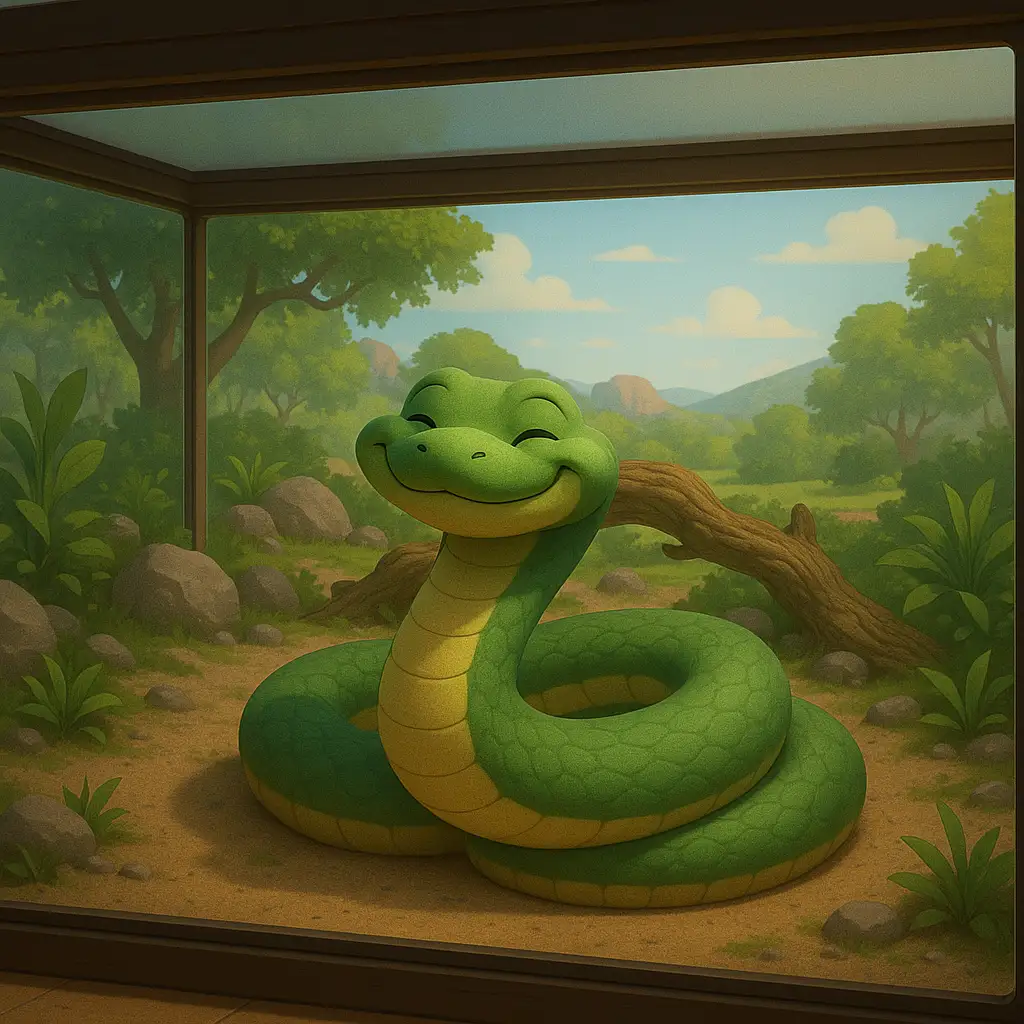 Serpiente grande en terrario grande
