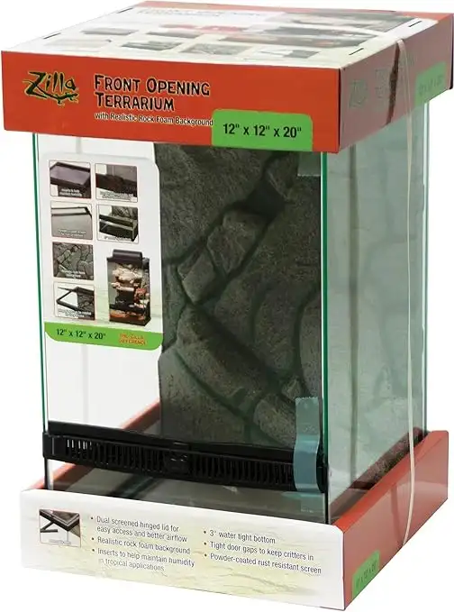 Zilla terrario con fondo decorativo